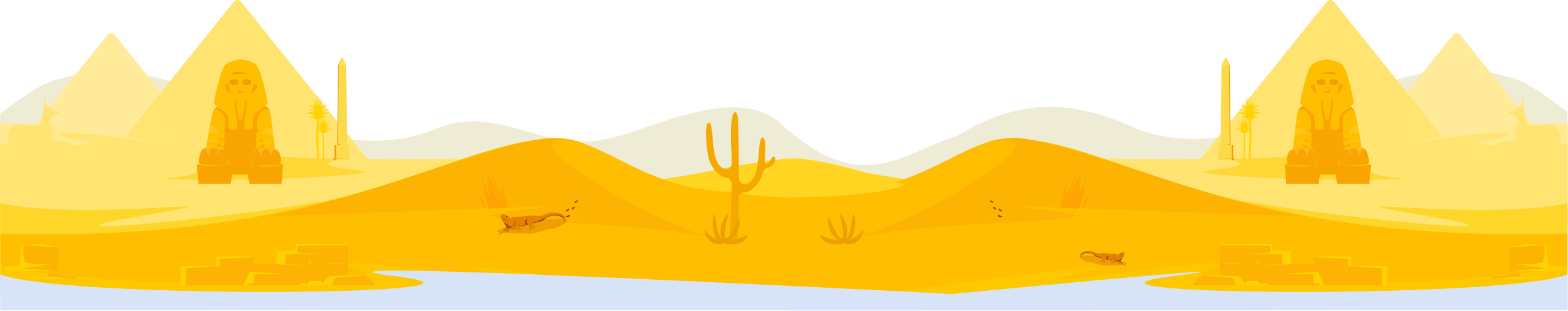 Illustration d'un paysage égyptien avec des pyramide et un environnement chaud