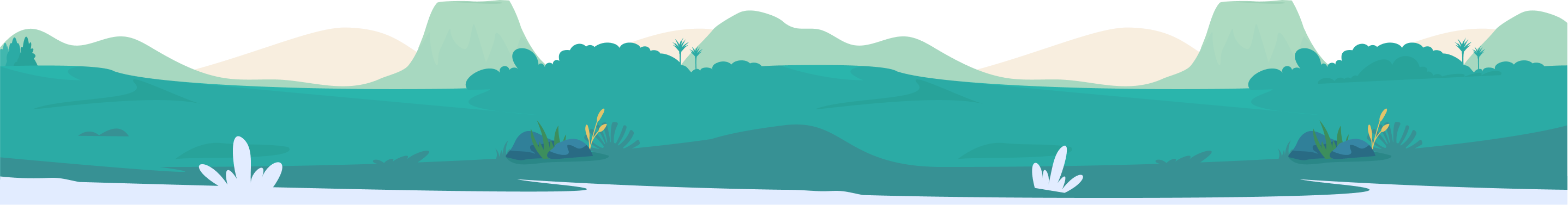 Illustration d'une vallée avec de l'herbe et des colines