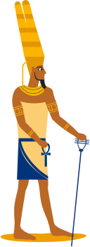 Illustration d'un pharaon qui se tient debout et tient une canne
